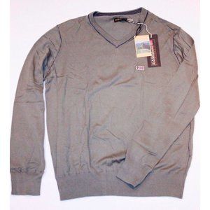 NAPAPIJRI GEOGRAPHIC Sage Dakato KHAKI Green SWEATER V-Neck SHIRT XXL